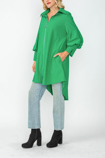 Green Bell Sleeve & Back Yoke Eyelet Point Jacket